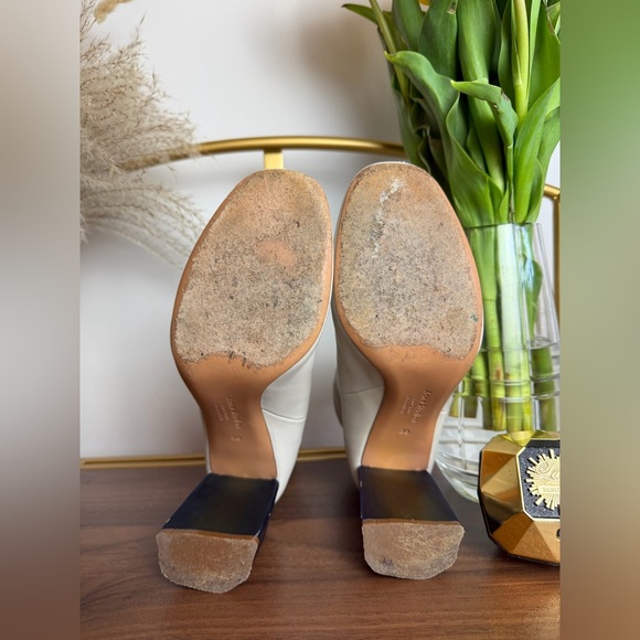 Acne Studios Off-White Leather Ankle Boots Sculptural Metallic Heel - Picture 13 of 15